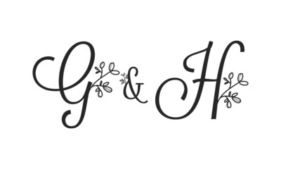 G&H floral ornate letters wedding alphabet characters