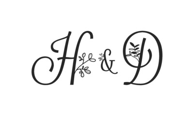 H&D floral ornate letters wedding alphabet characters