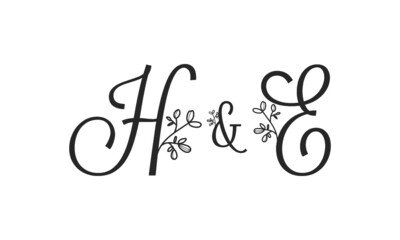 H&E floral ornate letters wedding alphabet characters