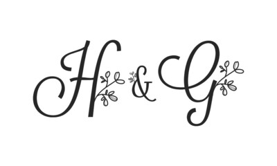 H&G floral ornate letters wedding alphabet characters