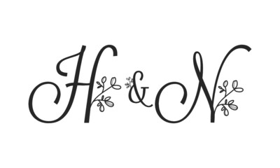 H&N floral ornate letters wedding alphabet characters