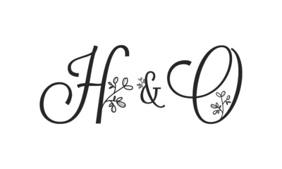 Fototapeta na wymiar H&O floral ornate letters wedding alphabet characters