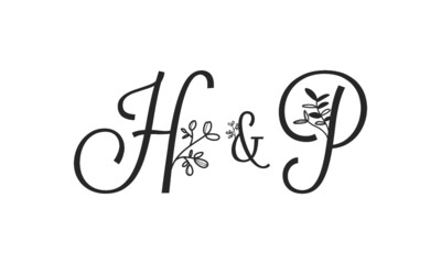 H&P floral ornate letters wedding alphabet characters