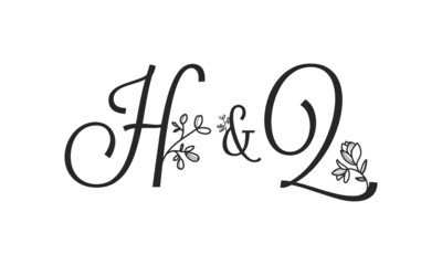 H&Q floral ornate letters wedding alphabet characters