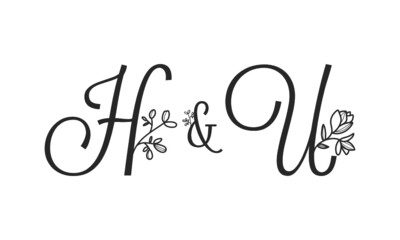 Fototapeta na wymiar H&U floral ornate letters wedding alphabet characters