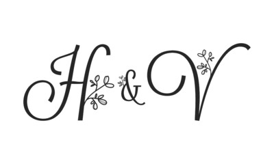 H&V floral ornate letters wedding alphabet characters