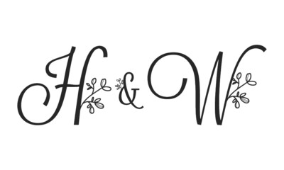 H&W floral ornate letters wedding alphabet characters