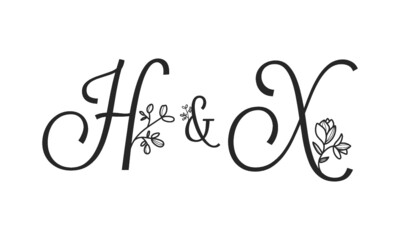 H&X floral ornate letters wedding alphabet characters