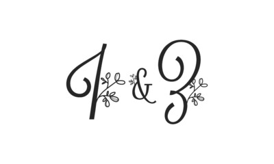 I&Z floral ornate letters wedding alphabet characters