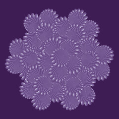 Mandala, fractal pink pattern. Dotted colorful Vector Spiral Pattern or Texture