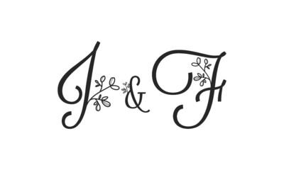 J&F floral ornate letters wedding alphabet characters