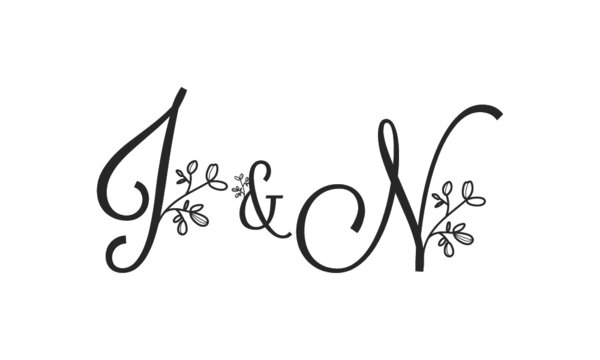 J&N floral ornate letters wedding alphabet characters