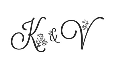 K&V floral ornate letters wedding alphabet characters