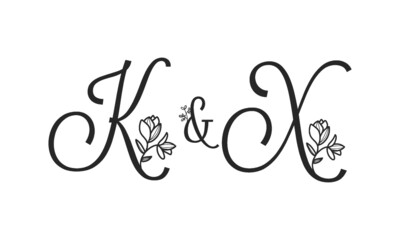 K&X floral ornate letters wedding alphabet characters