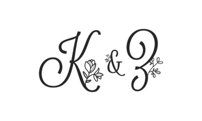K&Z floral ornate letters wedding alphabet characters