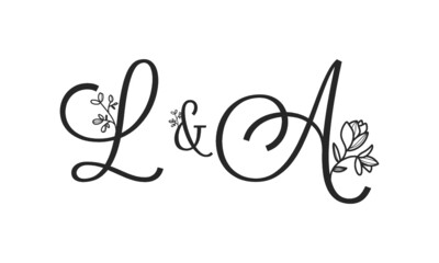 L&A floral ornate letters wedding alphabet characters