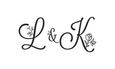L&K floral ornate letters wedding alphabet characters