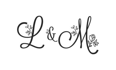 L&M floral ornate letters wedding alphabet characters