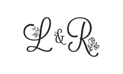 L&R floral ornate letters wedding alphabet characters