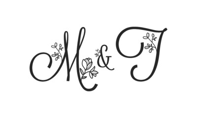M&T floral ornate letters wedding alphabet characters