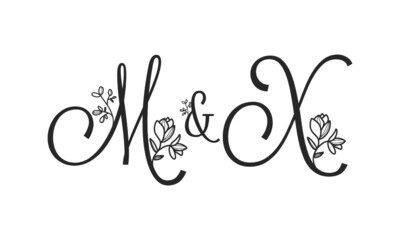 M&X floral ornate letters wedding alphabet characters