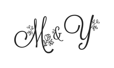 M&Y floral ornate letters wedding alphabet characters