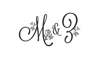 M&Z floral ornate letters wedding alphabet characters
