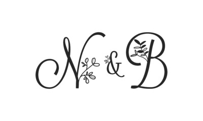 N&B floral ornate letters wedding alphabet characters