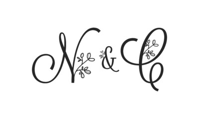 N&C floral ornate letters wedding alphabet characters