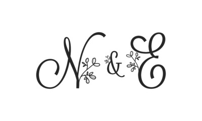N&E floral ornate letters wedding alphabet characters