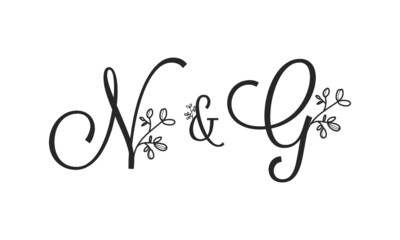 N&G floral ornate letters wedding alphabet characters