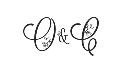 O&C floral ornate letters wedding alphabet characters