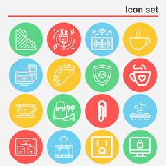 16 pack of insert  lineal web icons set