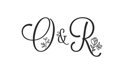 O&R floral ornate letters wedding alphabet characters
