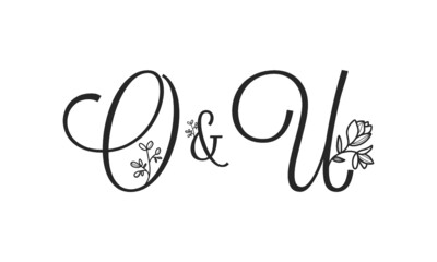 O&U floral ornate letters wedding alphabet characters