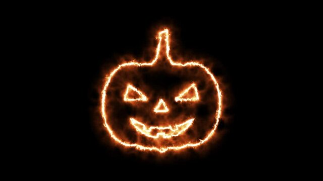  pumpkin icon. Happy Halloween, Thanksgiving Animation fire effects 4k video