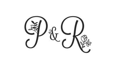 P&R floral ornate letters wedding alphabet characters