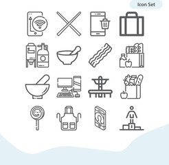 Simple set of magnifying glass related lineal icons.