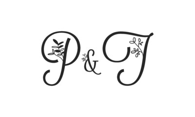 P&T floral ornate letters wedding alphabet characters