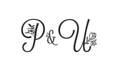 P&U floral ornate letters wedding alphabet characters