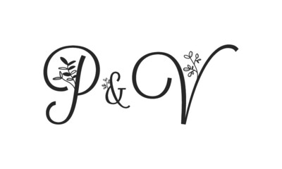 P&V floral ornate letters wedding alphabet characters