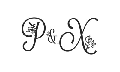 P&X floral ornate letters wedding alphabet characters