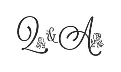 Q&A floral ornate letters wedding alphabet characters