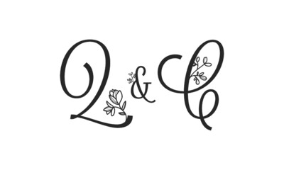 Q&C floral ornate letters wedding alphabet characters
