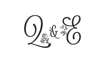Q&E floral ornate letters wedding alphabet characters