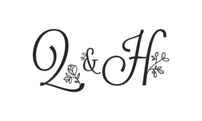 Q&H floral ornate letters wedding alphabet characters