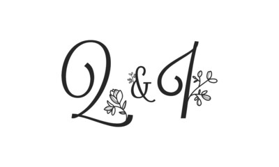 Q&I floral ornate letters wedding alphabet characters