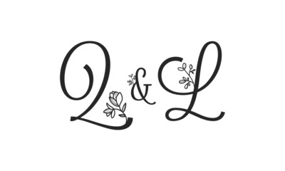 Q&L floral ornate letters wedding alphabet characters