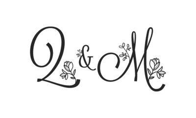 Q&M floral ornate letters wedding alphabet characters