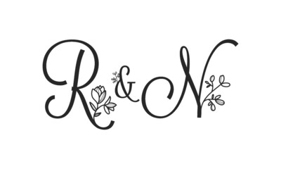 R&N floral ornate letters wedding alphabet characters